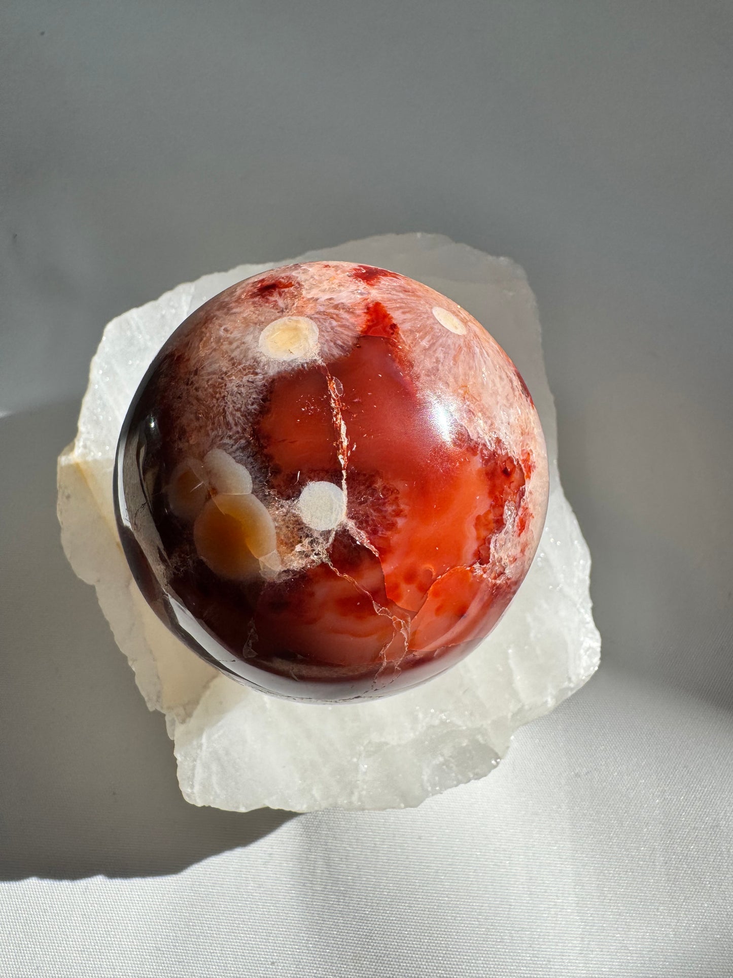 Carnelian Sphere with Flowers