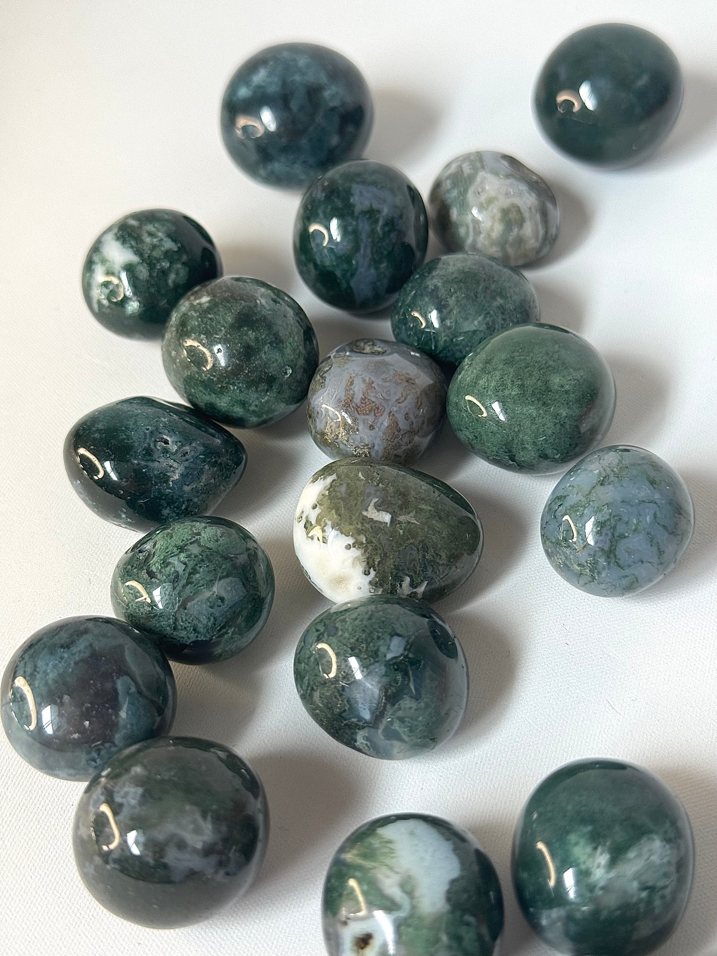 Moss Agate Tumble Stones | Bespoke Crystals