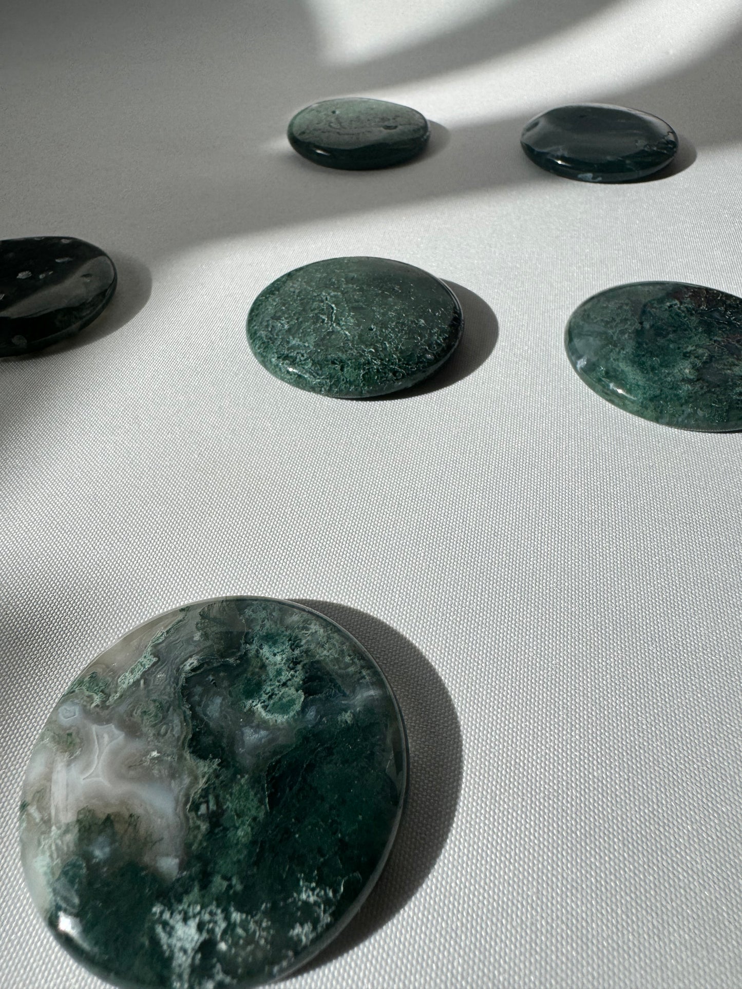 Moss Agate Coins | Bespoke Crystals