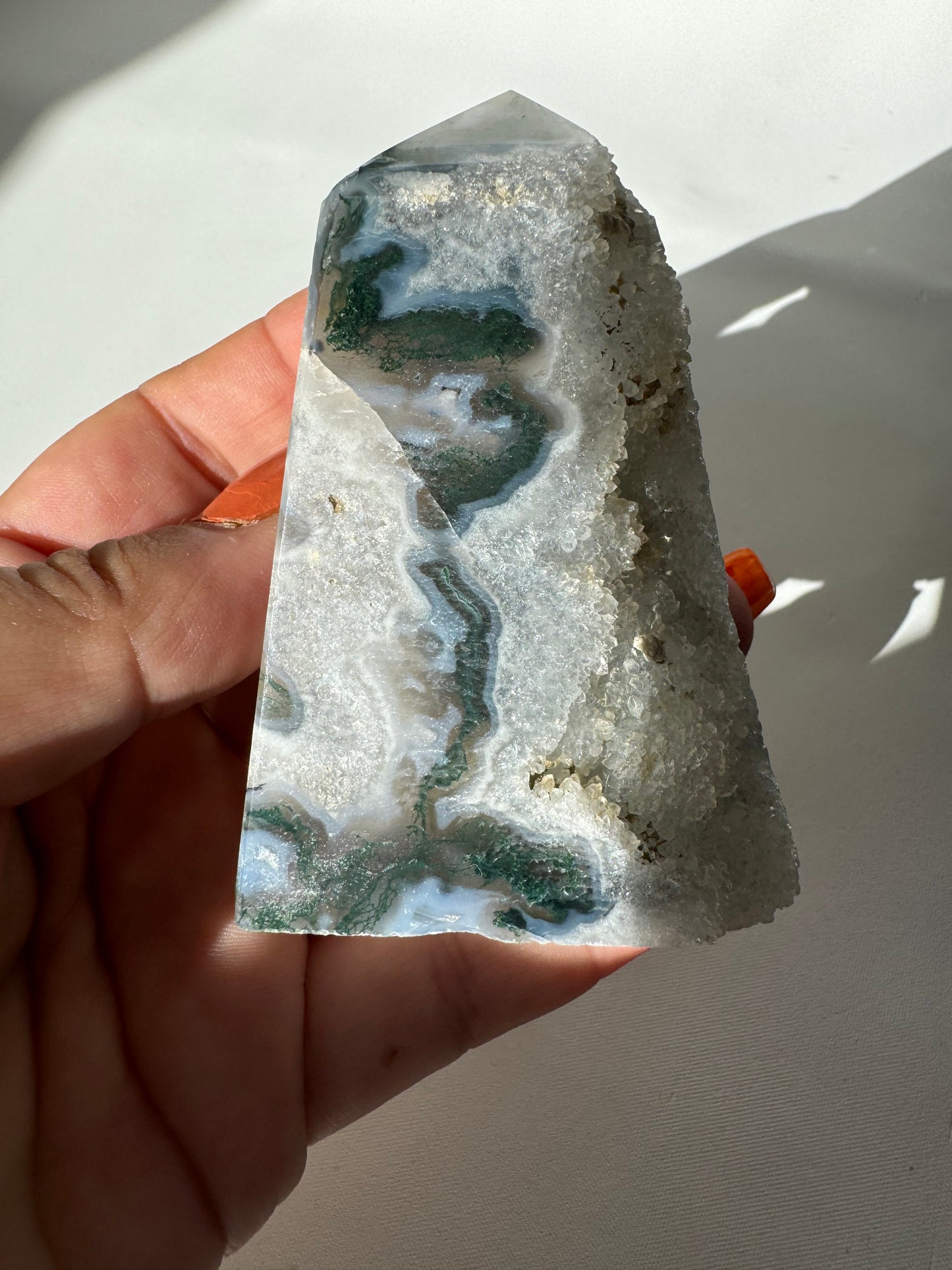 Moss Agate Druze Tower #5 | Bespoke Crystals