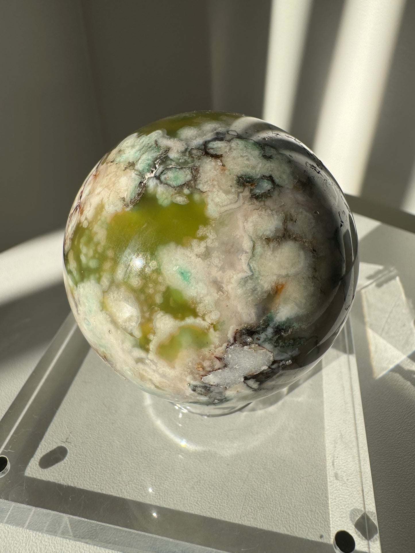 Green Flower Agate Sphere #5 | Bespoke Crystals