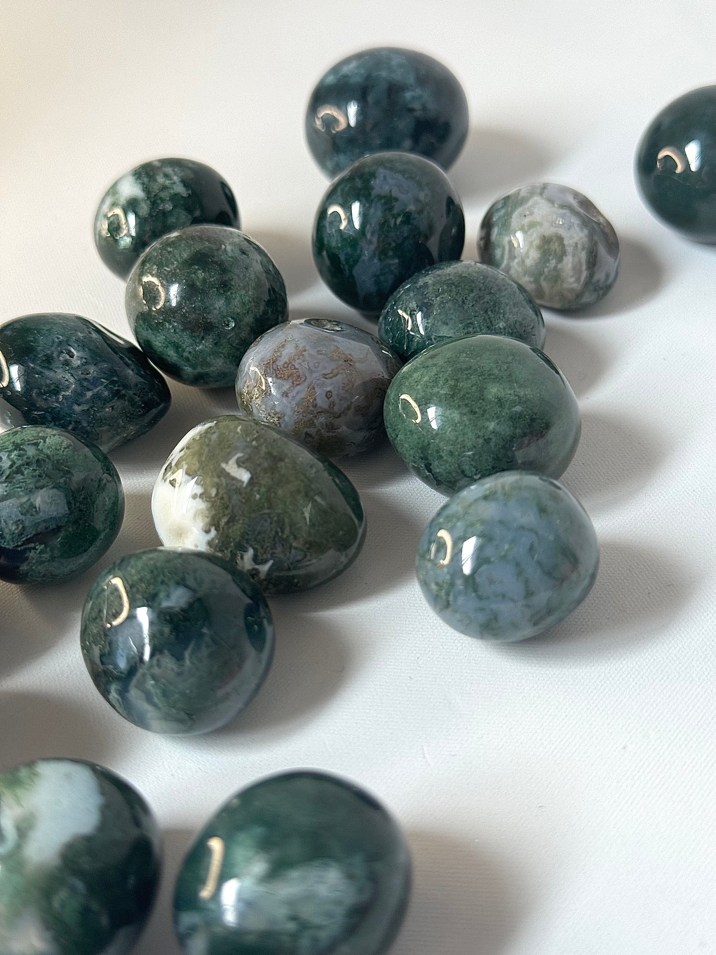 Moss Agate Tumble Stones | Bespoke Crystals