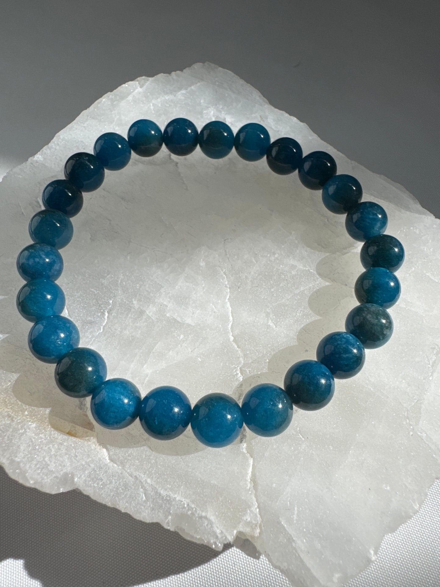 Blue Apatite Bracelets 8mm | Bespoke Crystals
