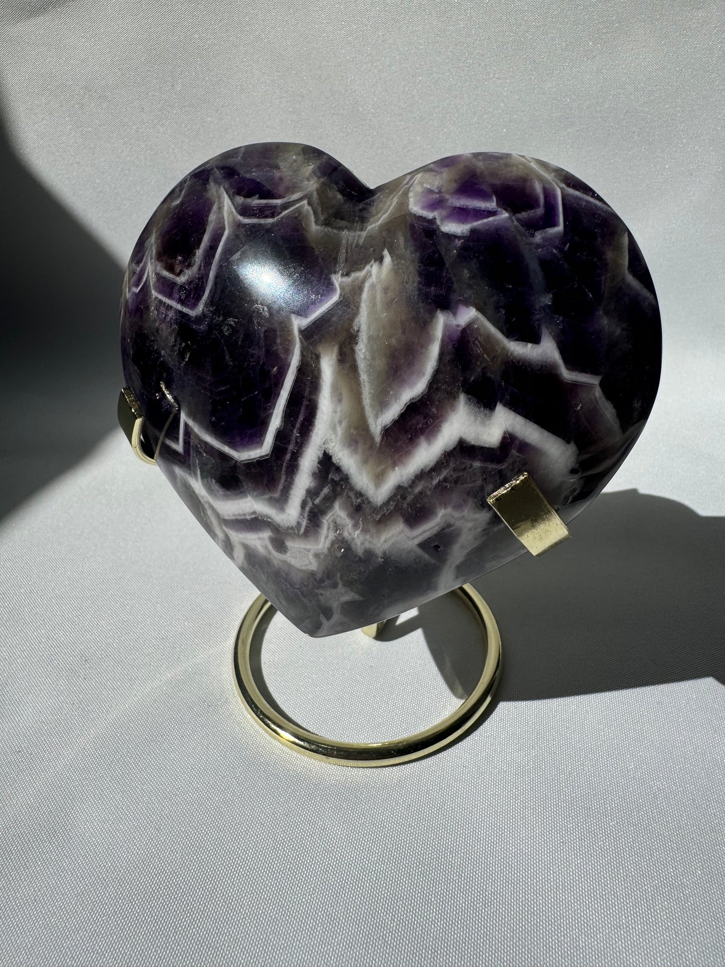 Chevron Amethyst Heart on Stand | Bespoke Crystals