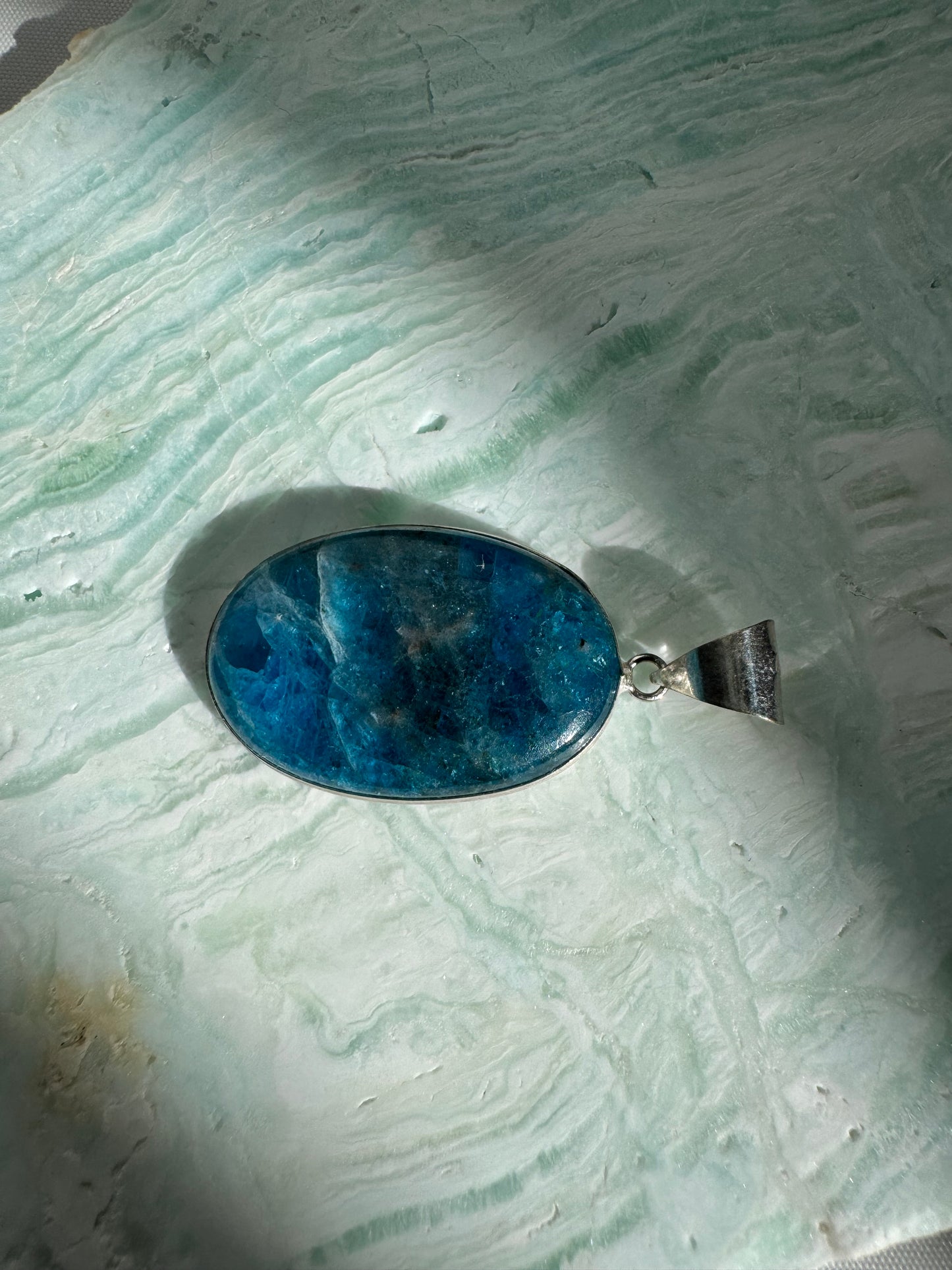 Blue Apatite Sterling Silver Pendant