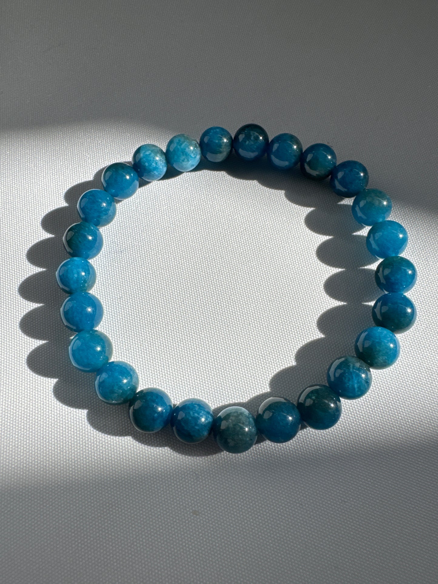 Blue Apatite Bracelets 8mm | Bespoke Crystals