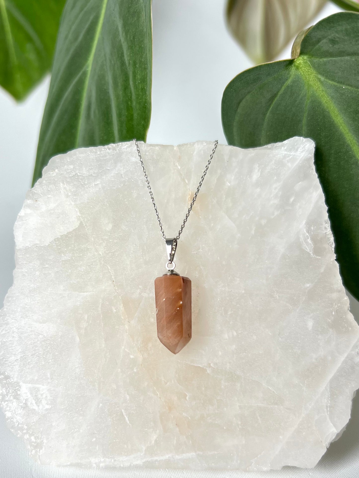 Red Amphibole Quartz Pendant |Bespoke Crystals