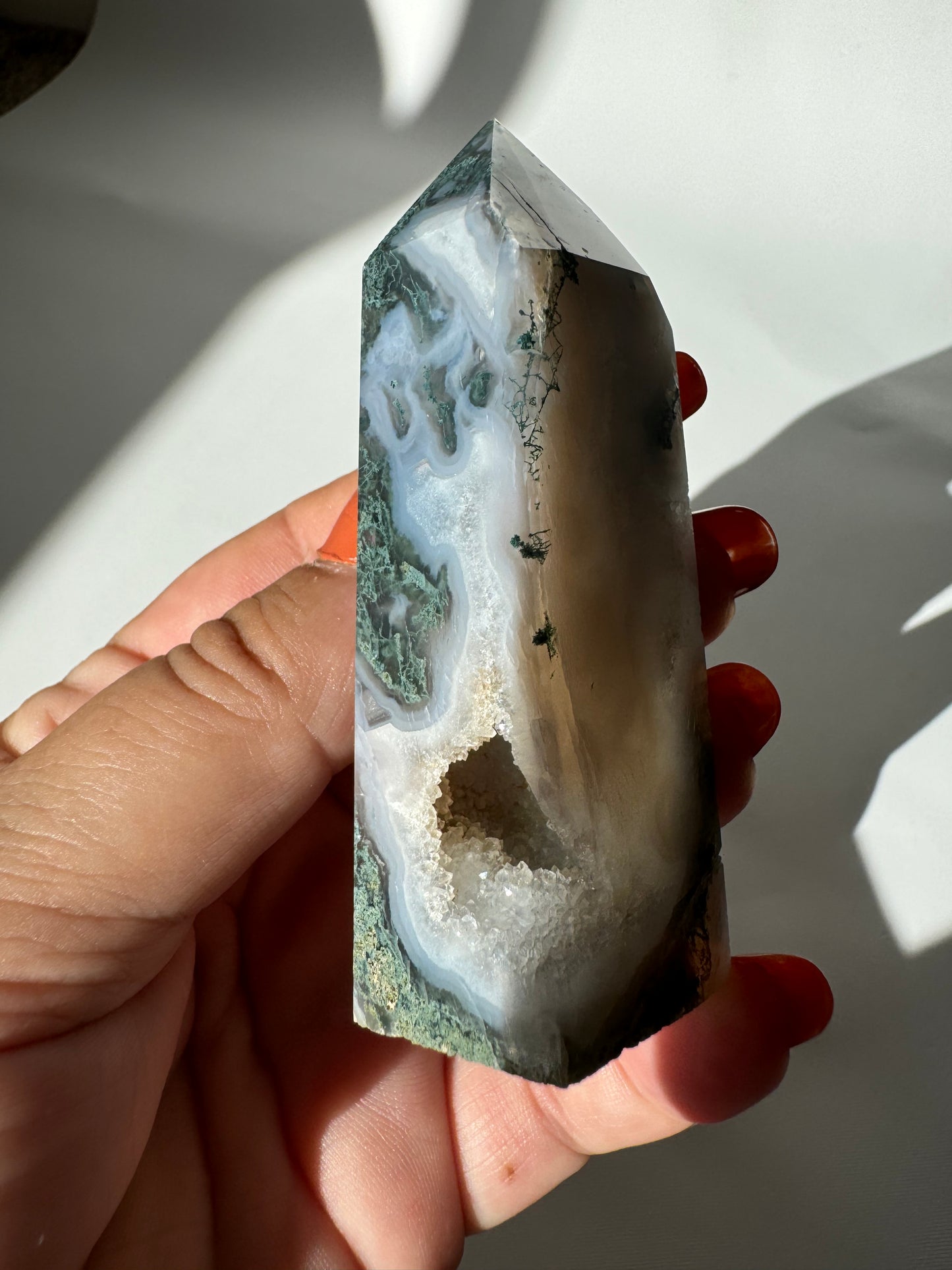Moss Agate Druze Tower #4 | Bespoke Crystals