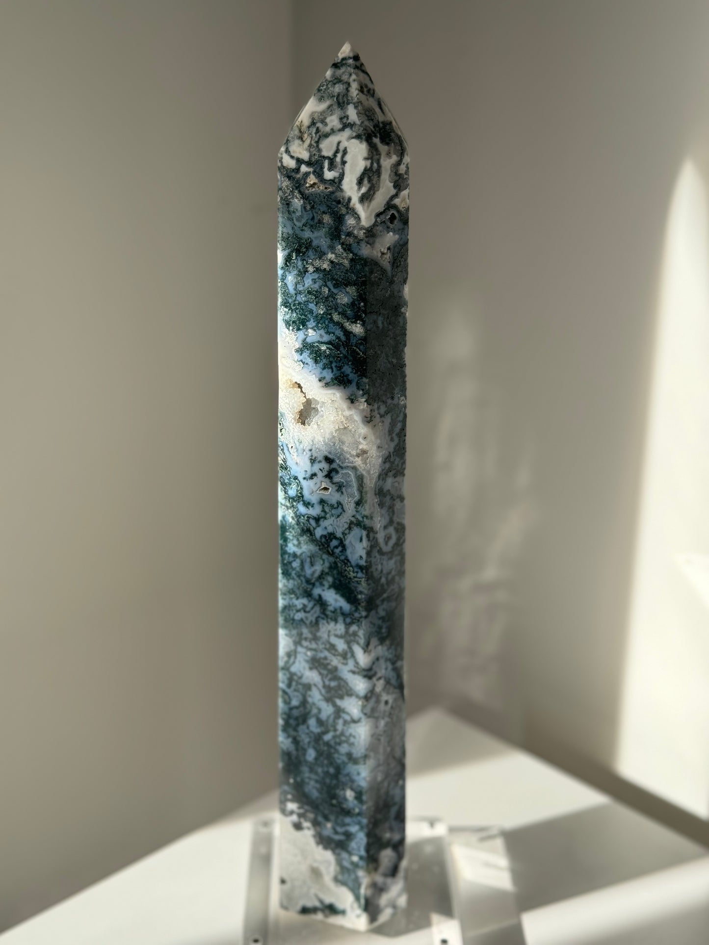 Large Moss Agate Tower | Bespoke Crystals