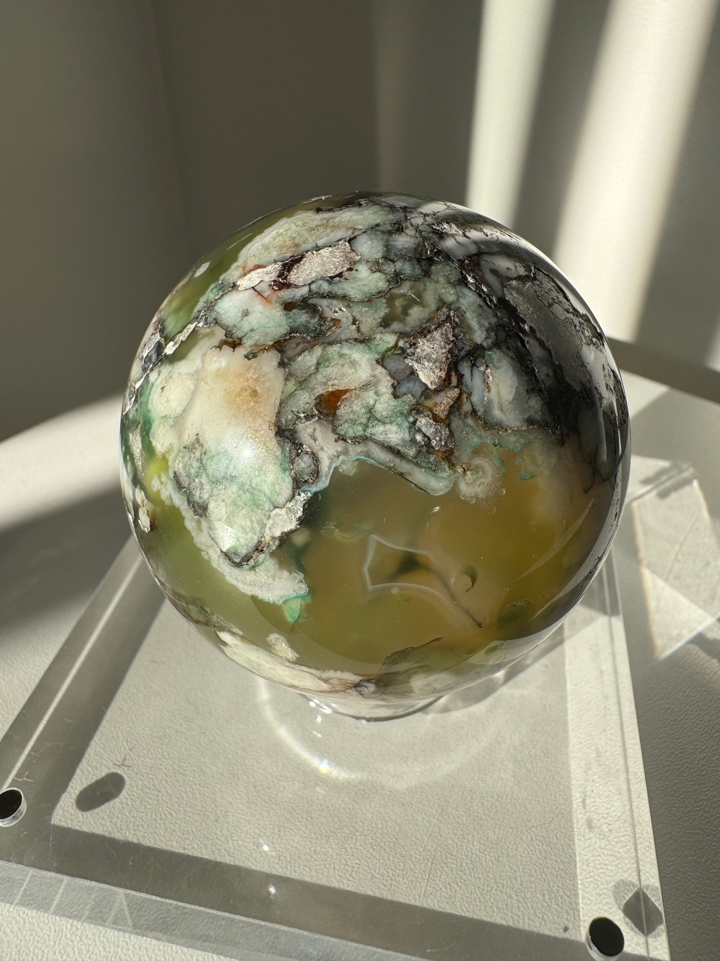 Green Flower Agate Sphere #5 | Bespoke Crystals
