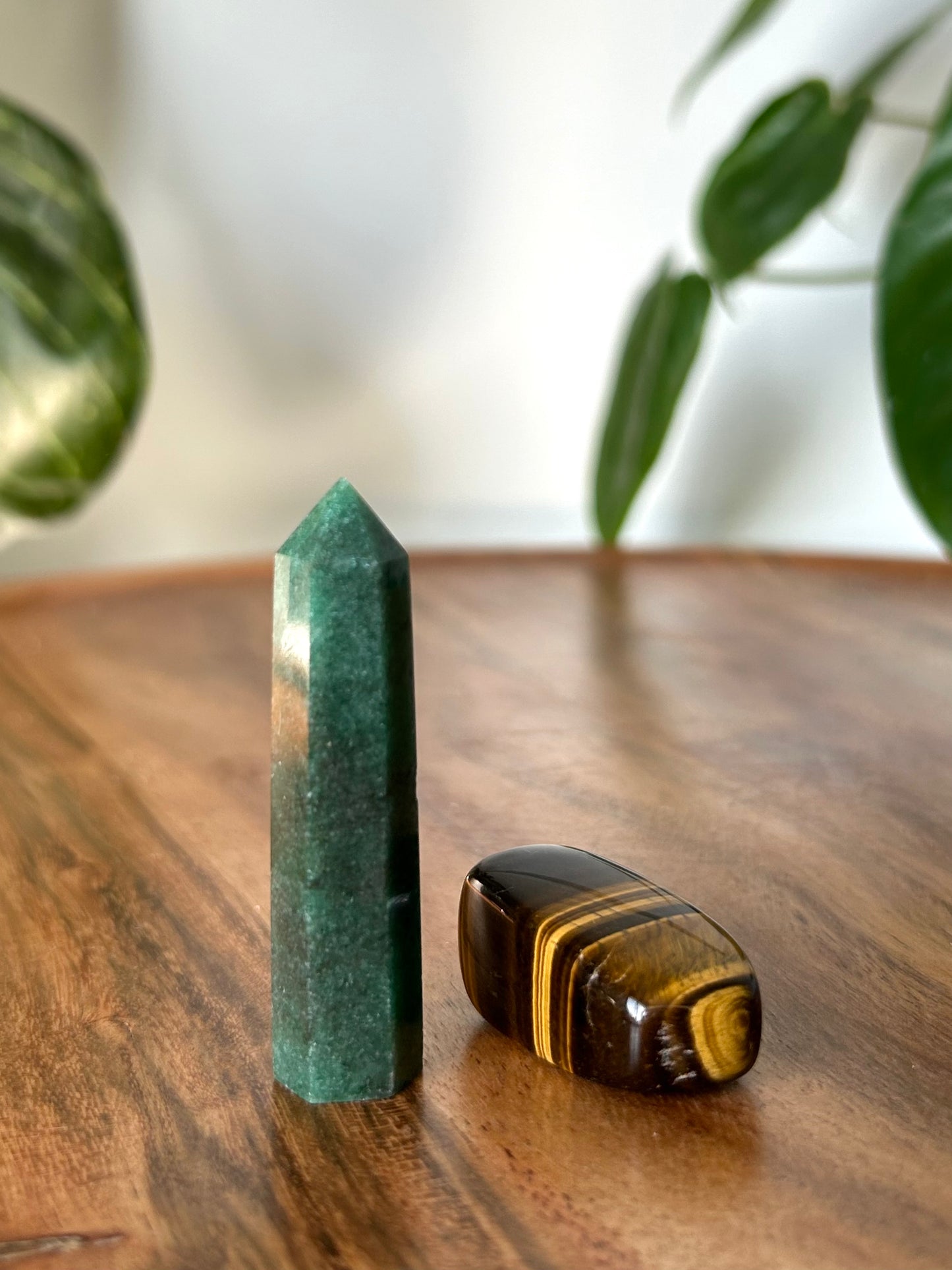 Green Aventurine Mini Tower & Tigers Eye Tumble stone | Bespoke Crystals