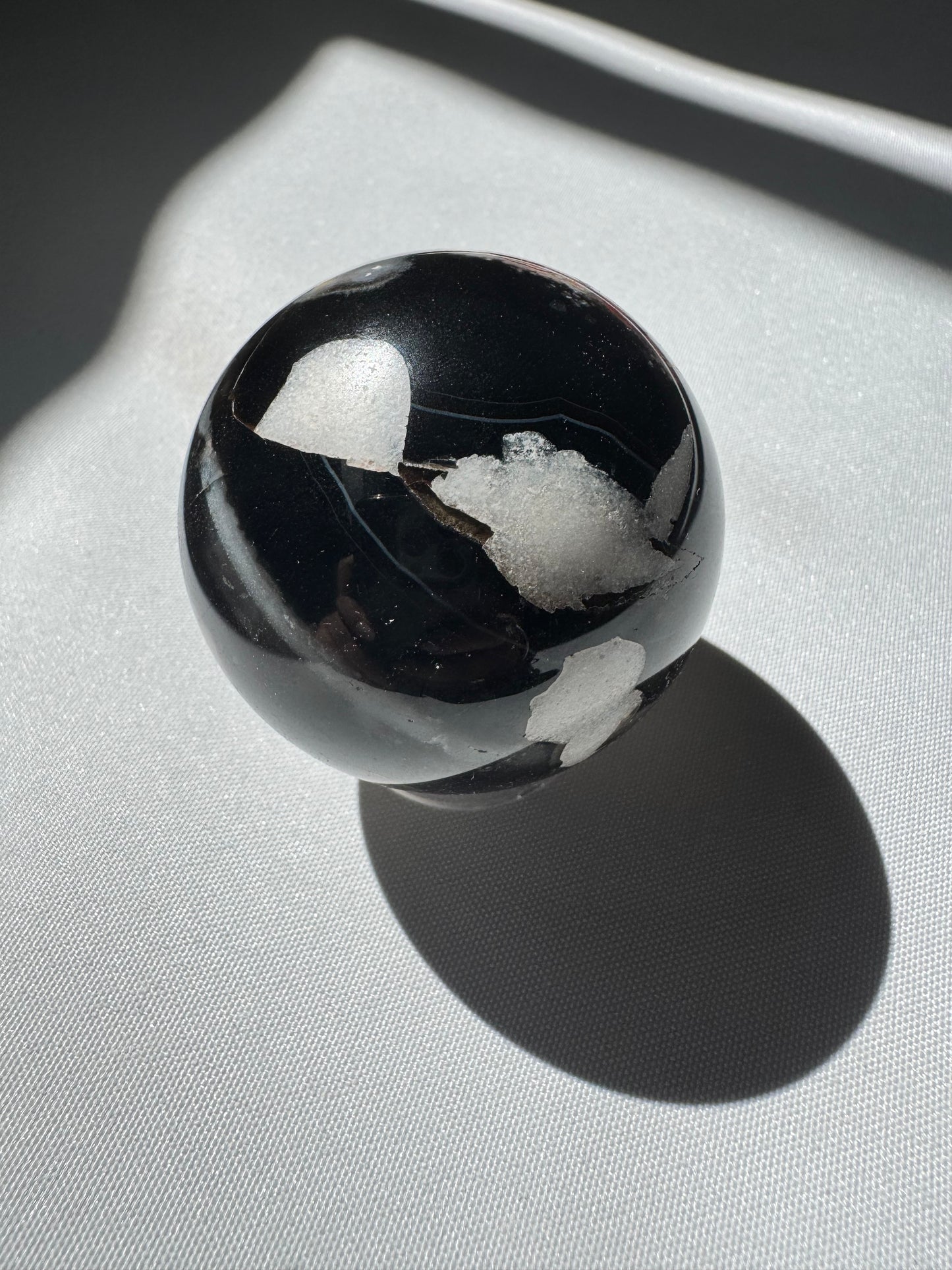 Black Flower Agate Sphere