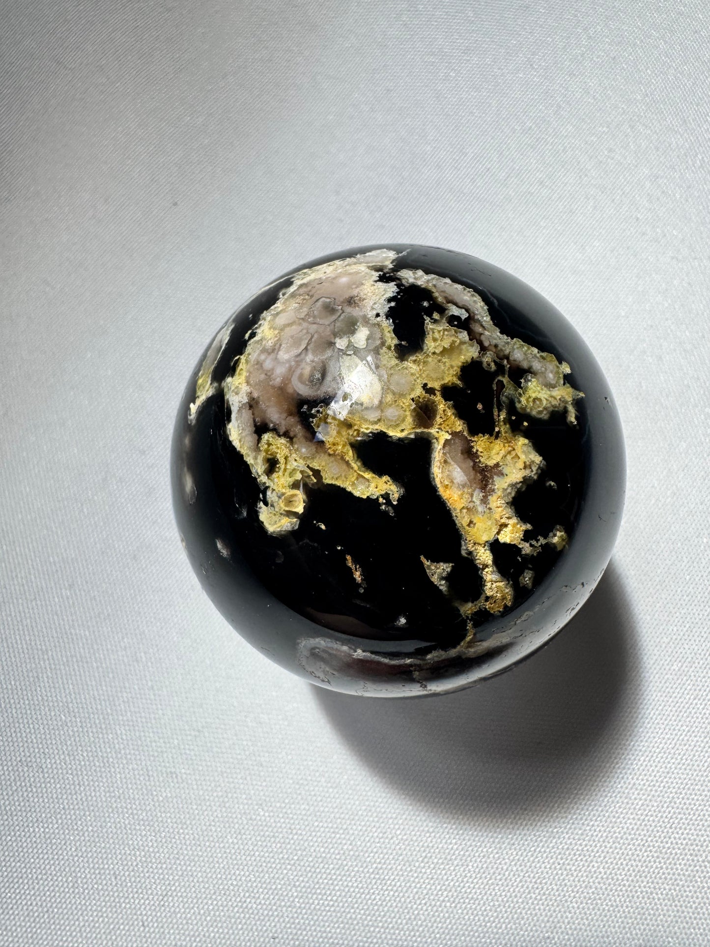 Black Flower Agate Sphere