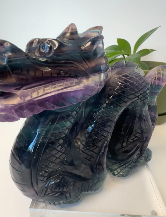 Rainbow Fluorite Dragon Carving | Bespoke Crystals