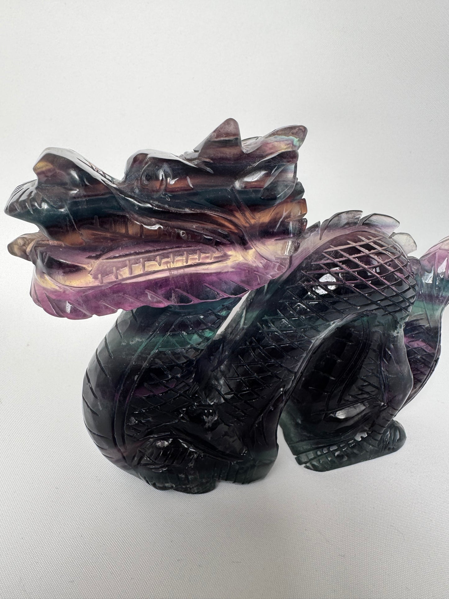 Rainbow Fluorite Dragon Carving | Bespoke Crystals