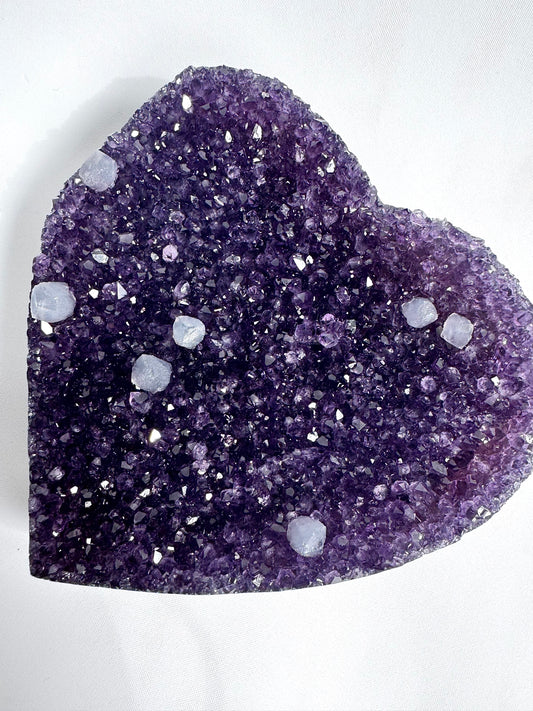 Amethyst Heart with Calcite