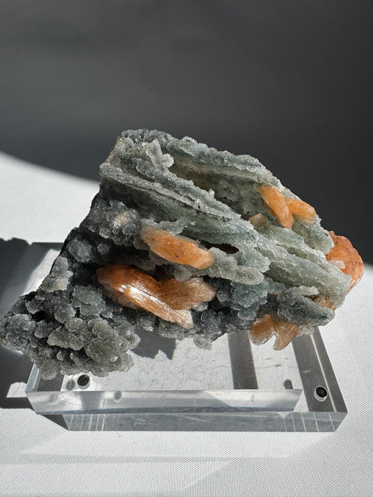 Chalcedony with Orange Stilbite Crystal #8