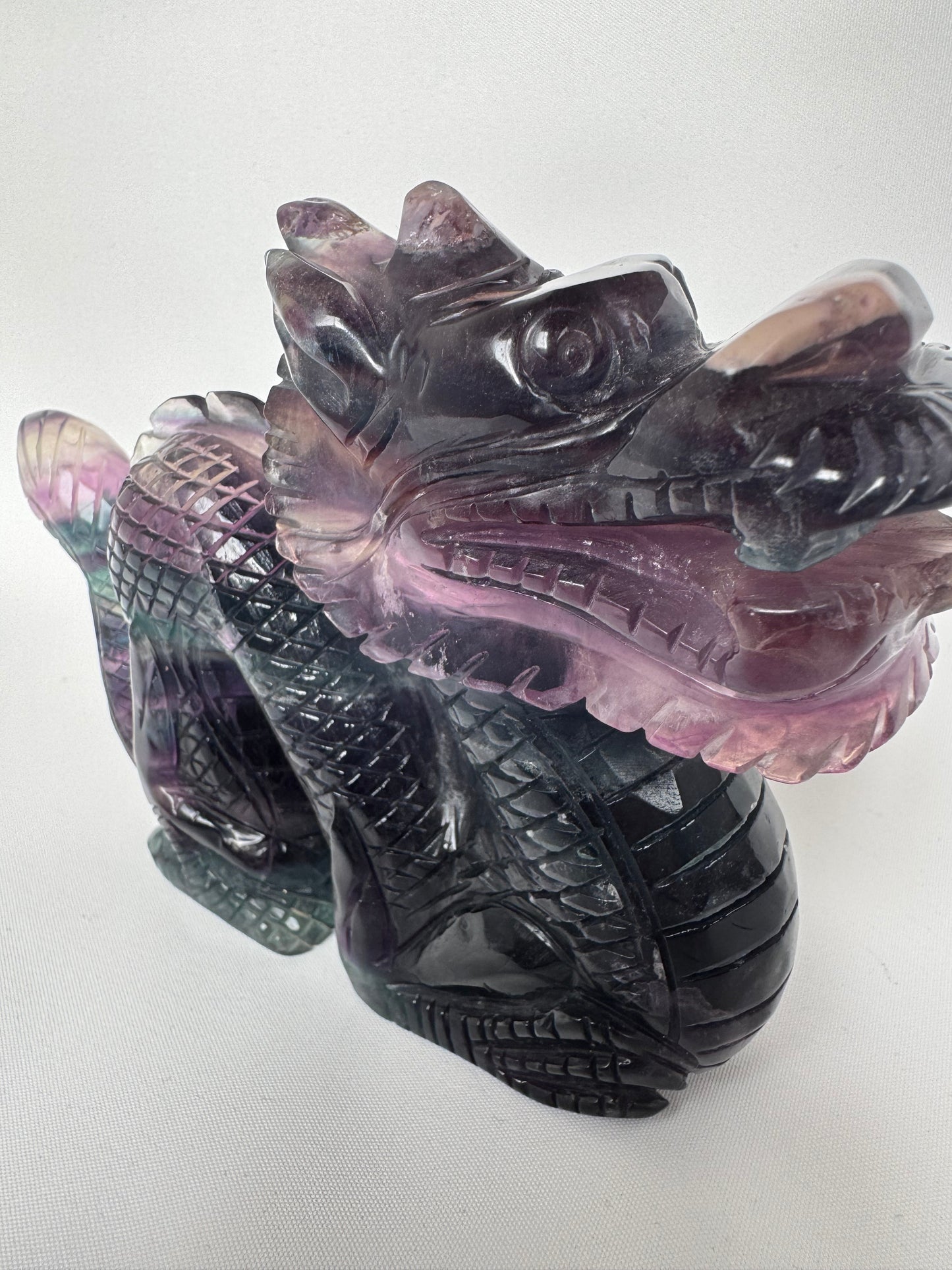 Rainbow Fluorite Dragon Carving | Bespoke Crystals