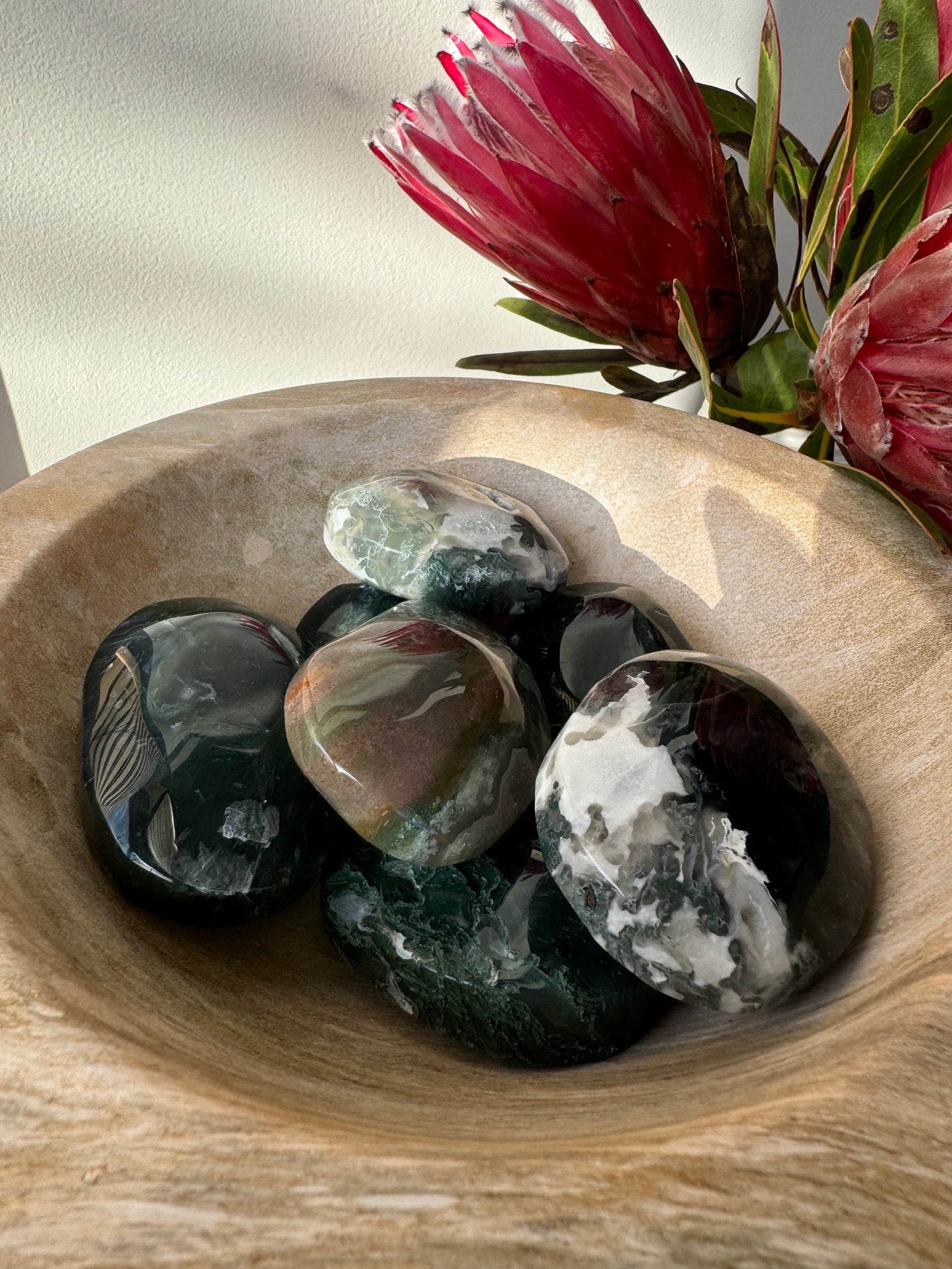 Moss Agate Palm Stones | Bespoke Crystals