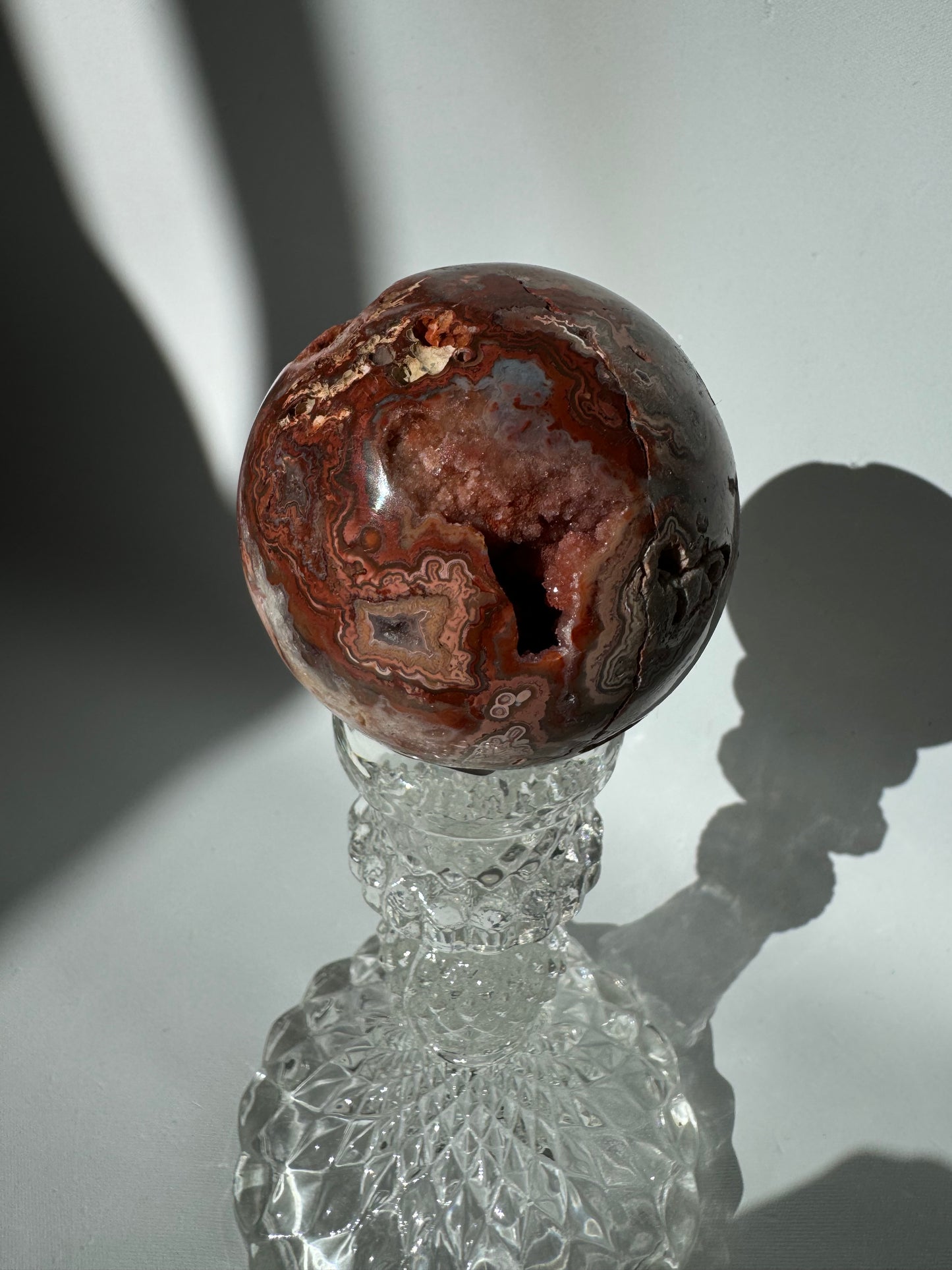Pink Crazy Lace Agate Druze Sphere #3 | Bespoke Crystals