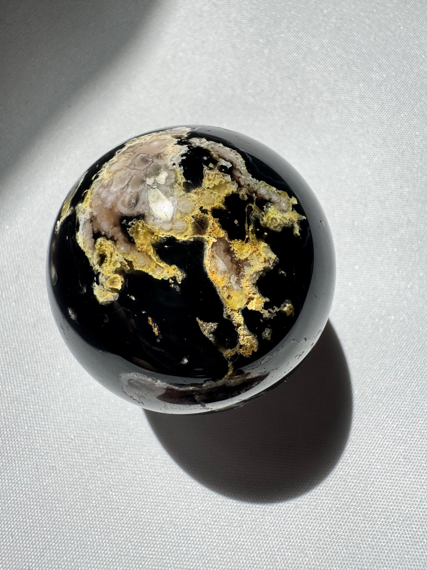 Black Flower Agate Sphere