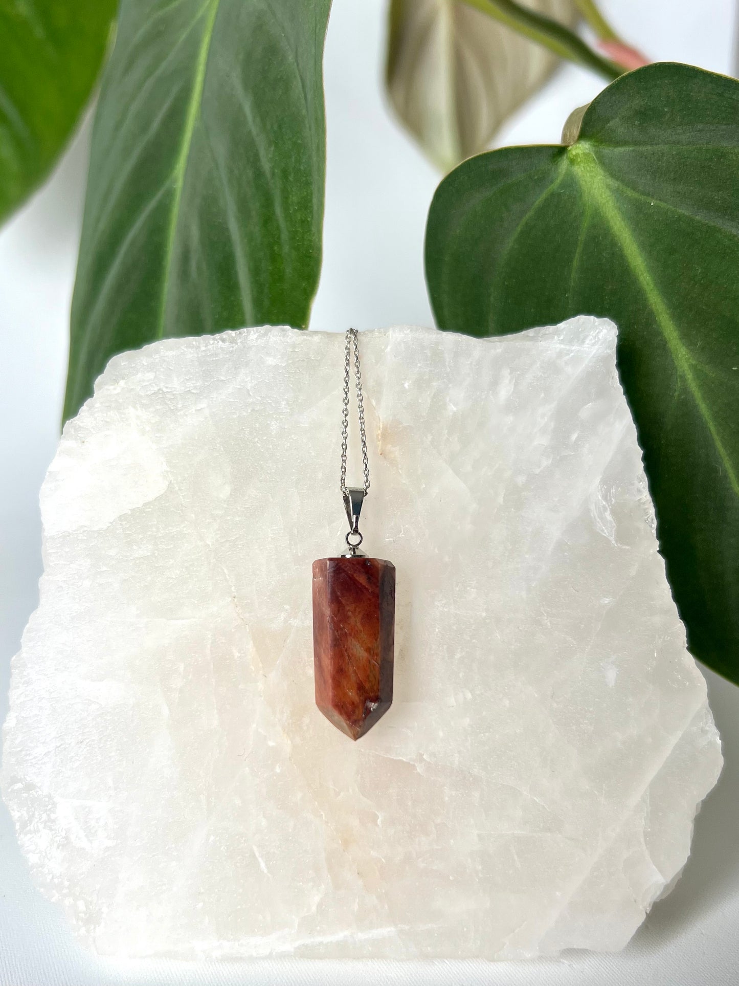 Red Amphibole Quartz Pendant | Bespoke Crystals