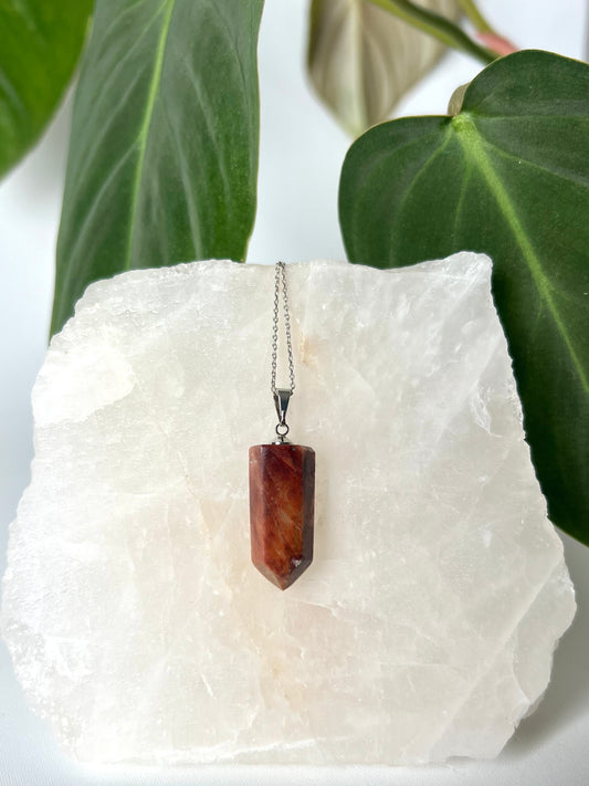Red Amphibole Quartz Pendant | Bespoke Crystals