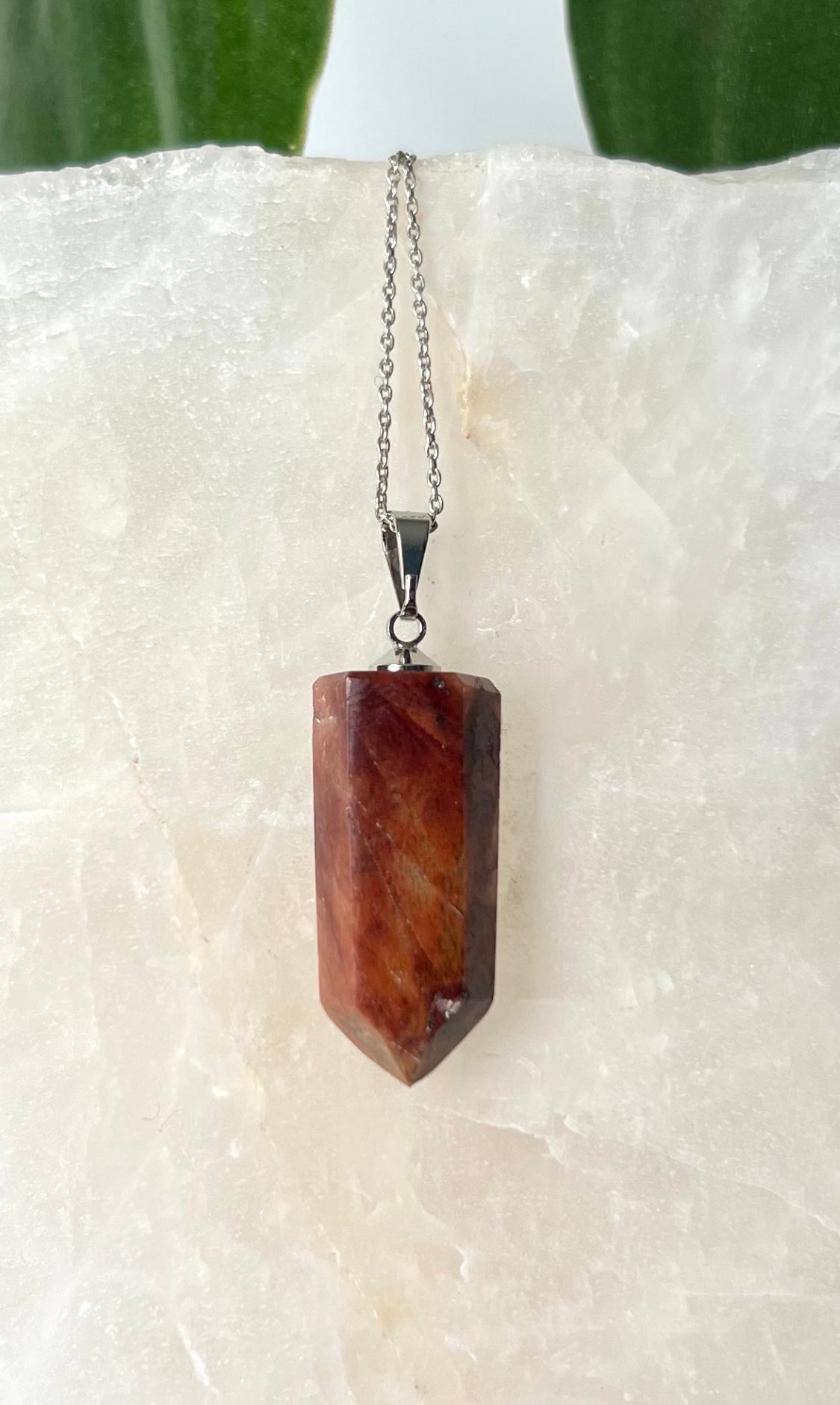 Red Amphibole Quartz Pendant | Bespoke Crystals