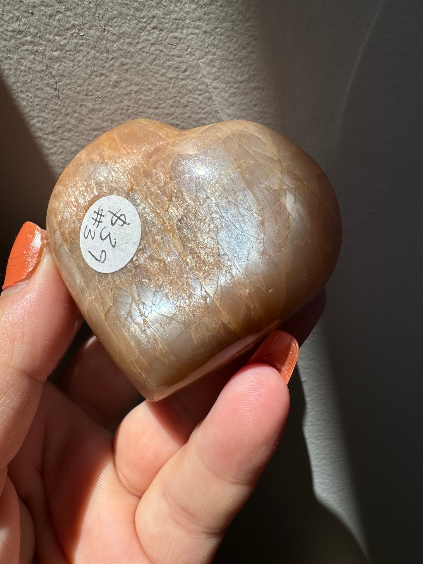 Peach Moonstone Heart #3