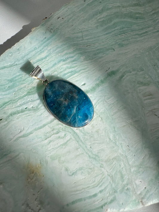 Blue Apatite Sterling Silver Pendant