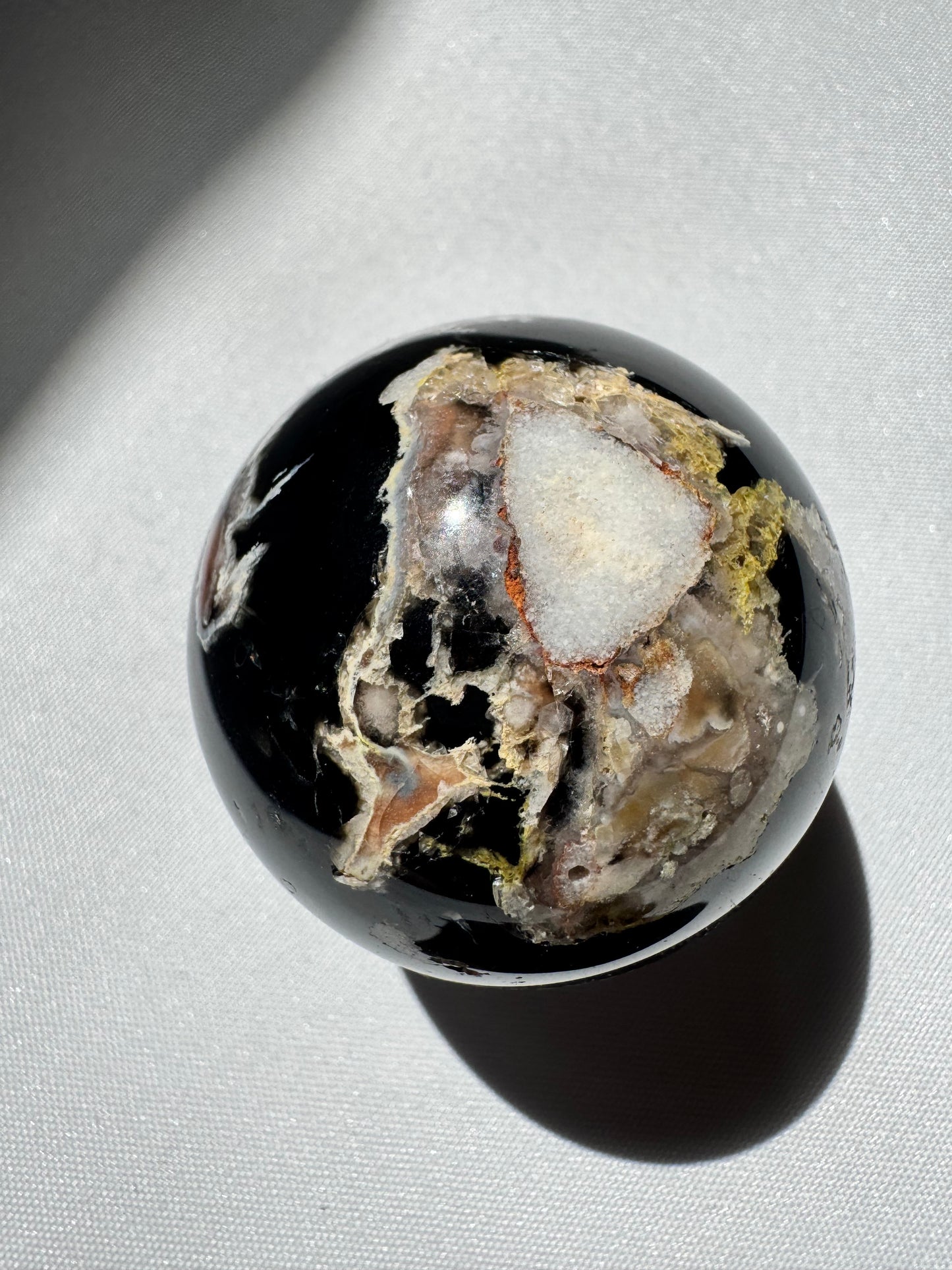 Black Flower Agate Sphere
