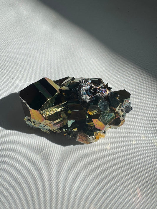 Iridescent Pyrite on Quartz #4