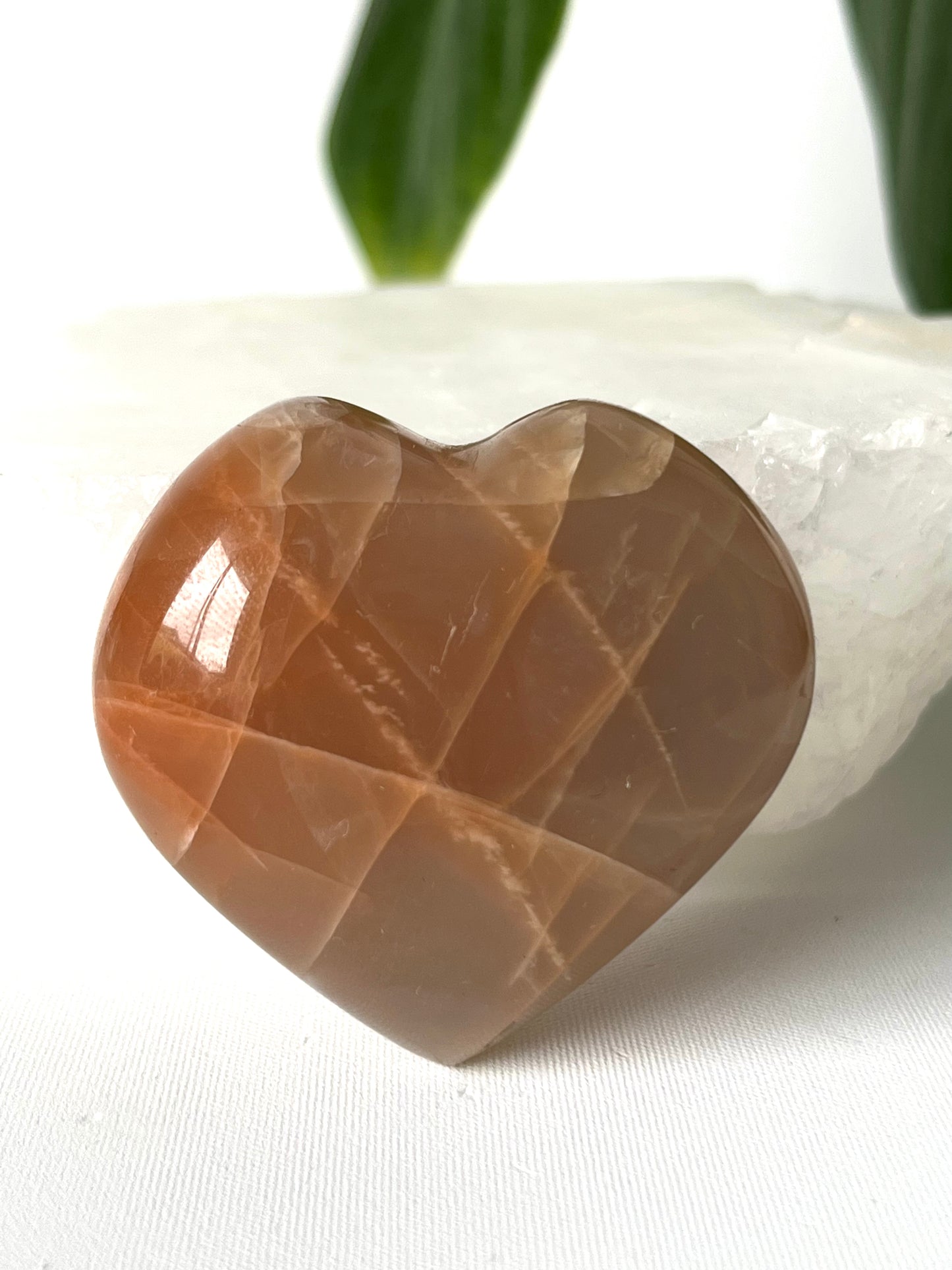 Peach Moonstone Heart #2