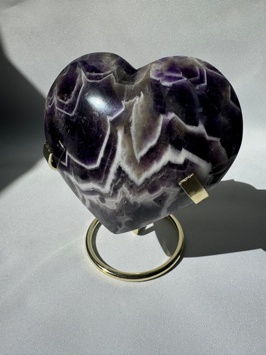 Chevron Amethyst Heart on Stand | Bespoke Crystals