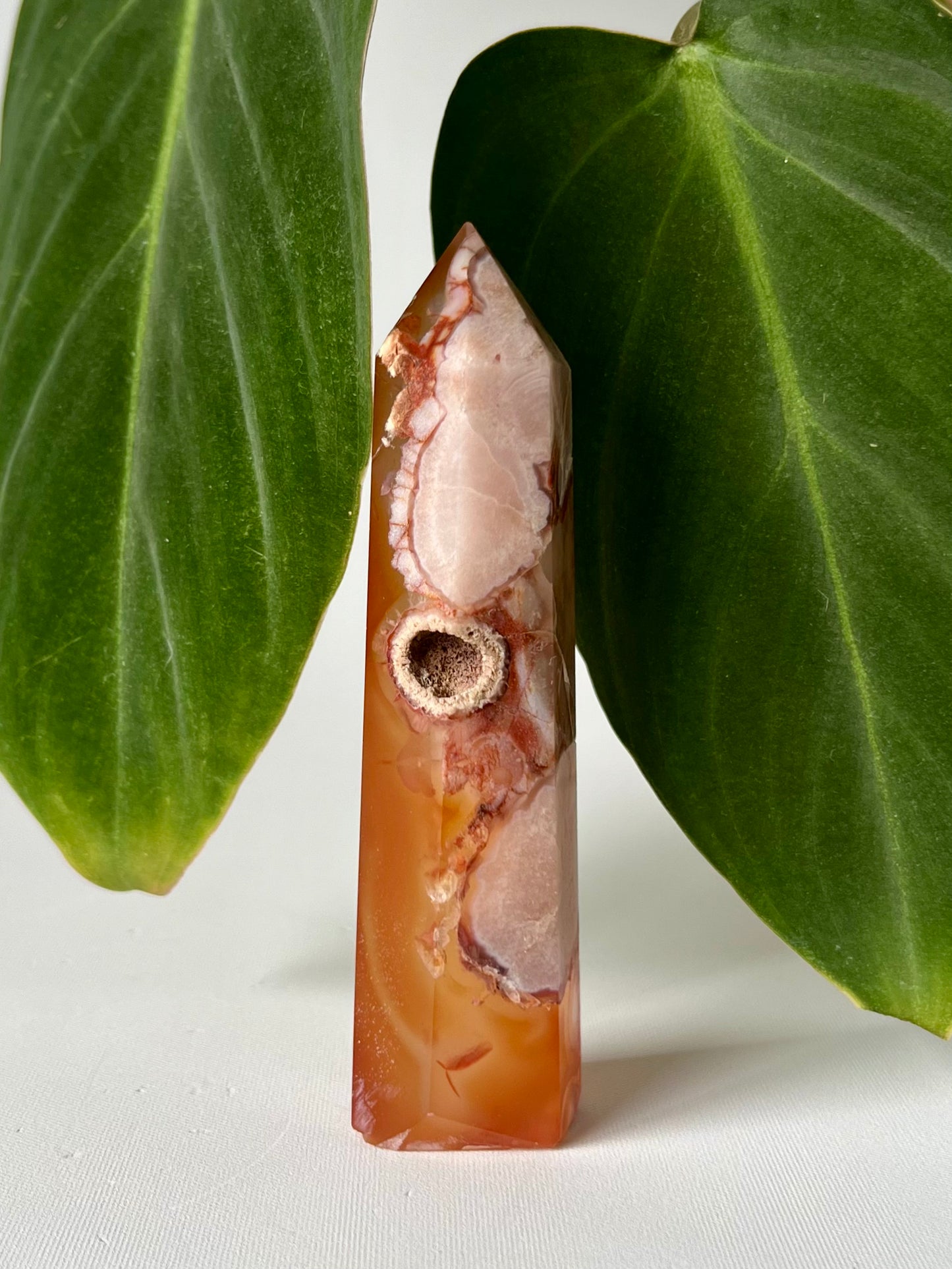 Flower Agate with Carnelian Point