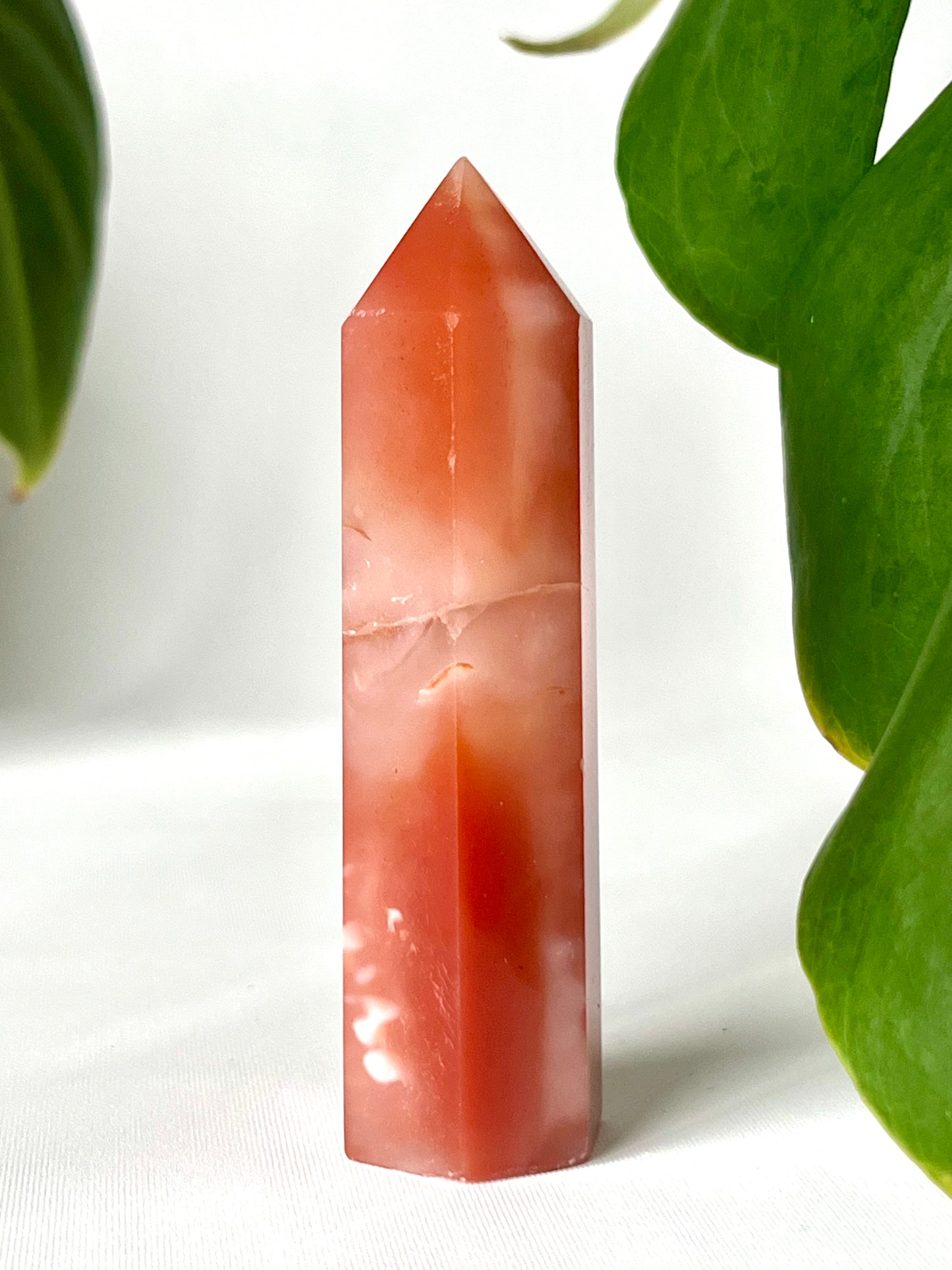 Flower Agate with Carnelian Point | Bespoke Crystals