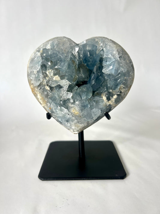 Celestite Heart on Stand | Bespoke Crystals