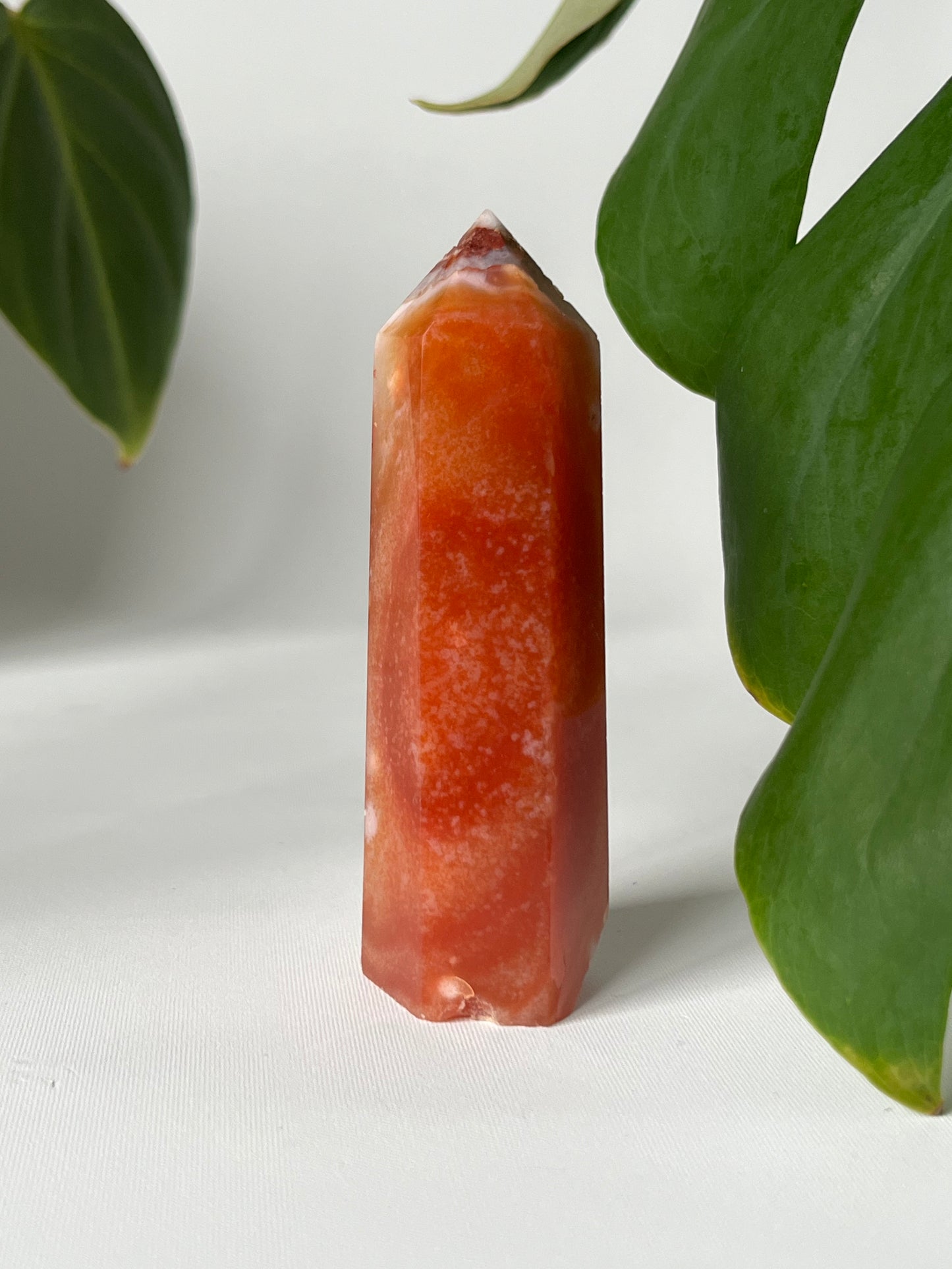 Flower Agate with Carnelian Point | Bespoke Crystals