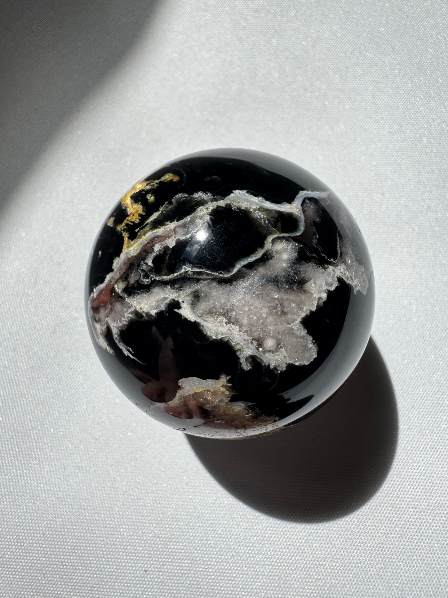 Black Flower Agate Sphere