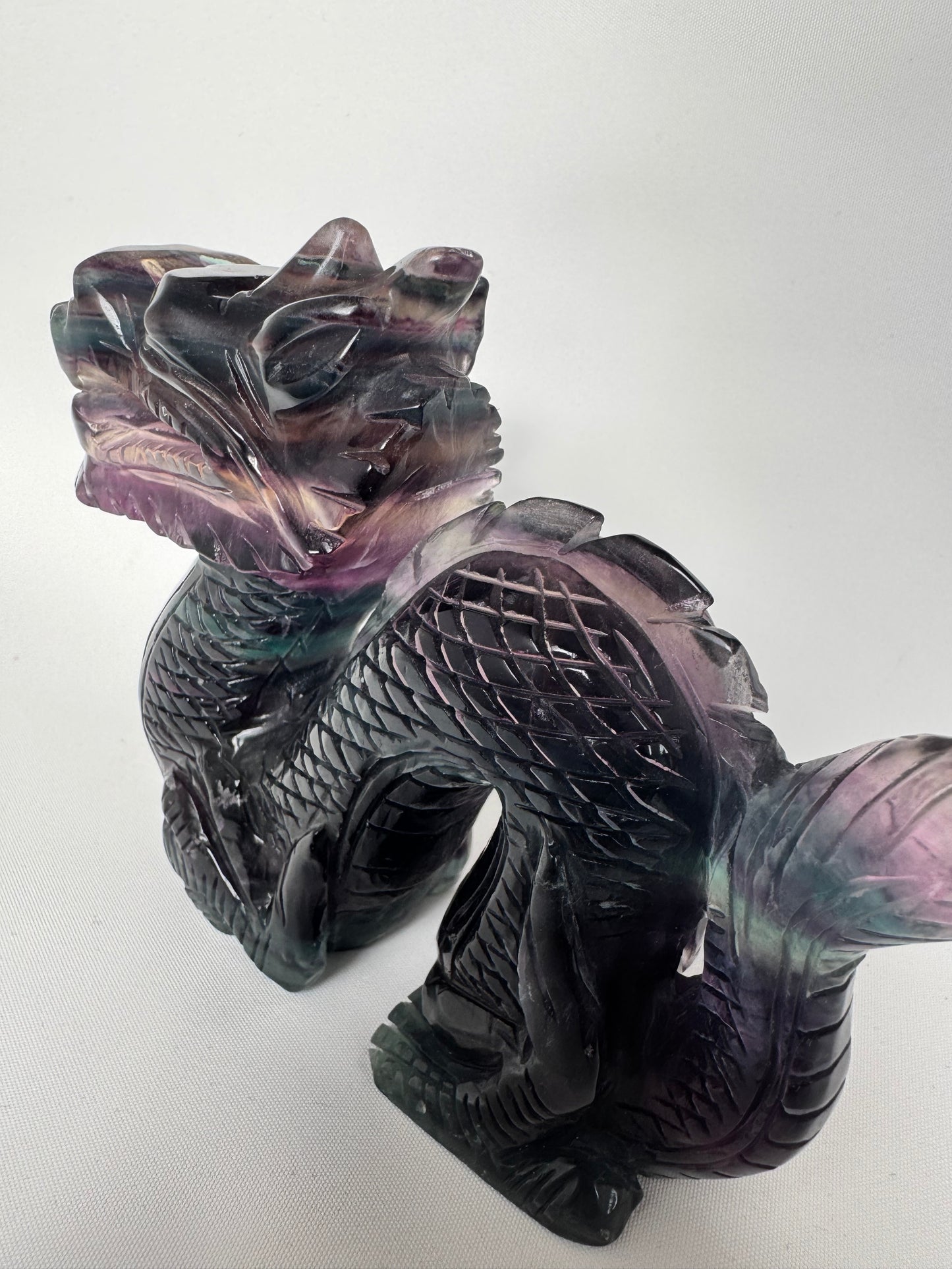 Rainbow Fluorite Dragon Carving | Bespoke Crystals
