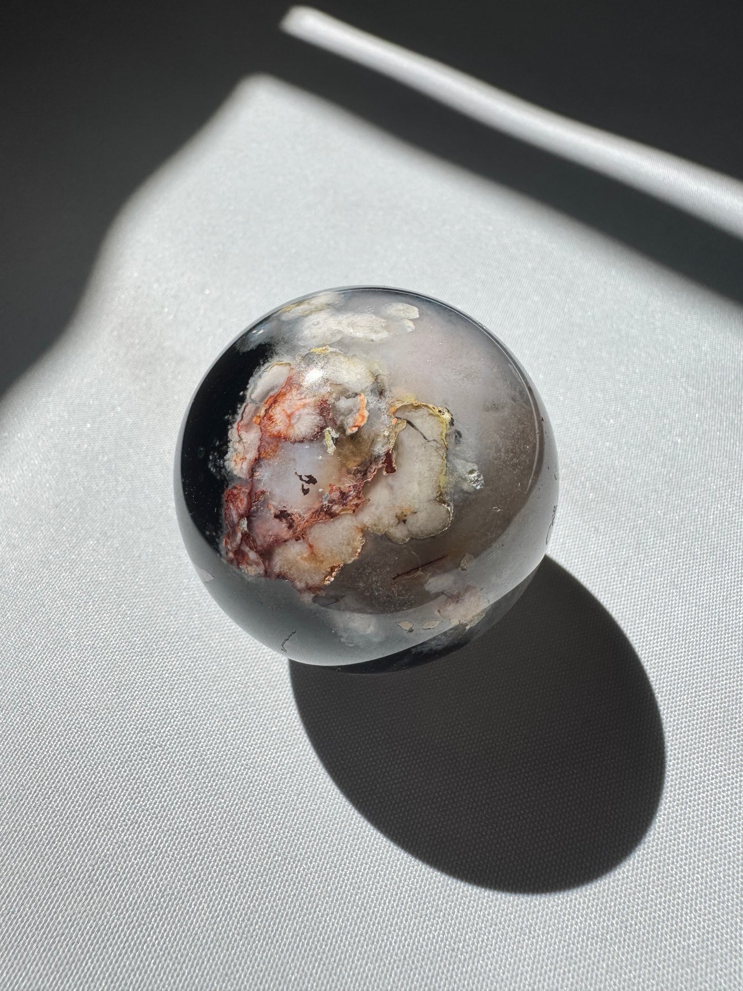 Black Flower Agate Sphere